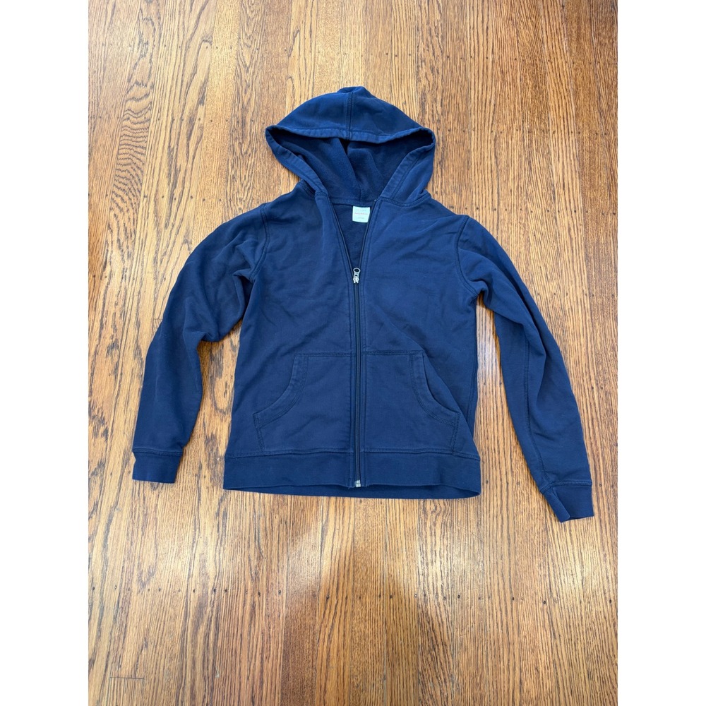 Hanna Andersson Kids Navy Blue Full Zip French Terry Hoodie Sweatshirt Size 12